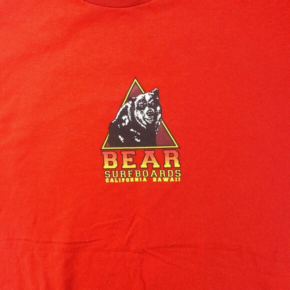 Bear Surfboards Logo Shirt Men Medium Vintage 1990's Surf Wave Graphic Red - Picture 9 of 10